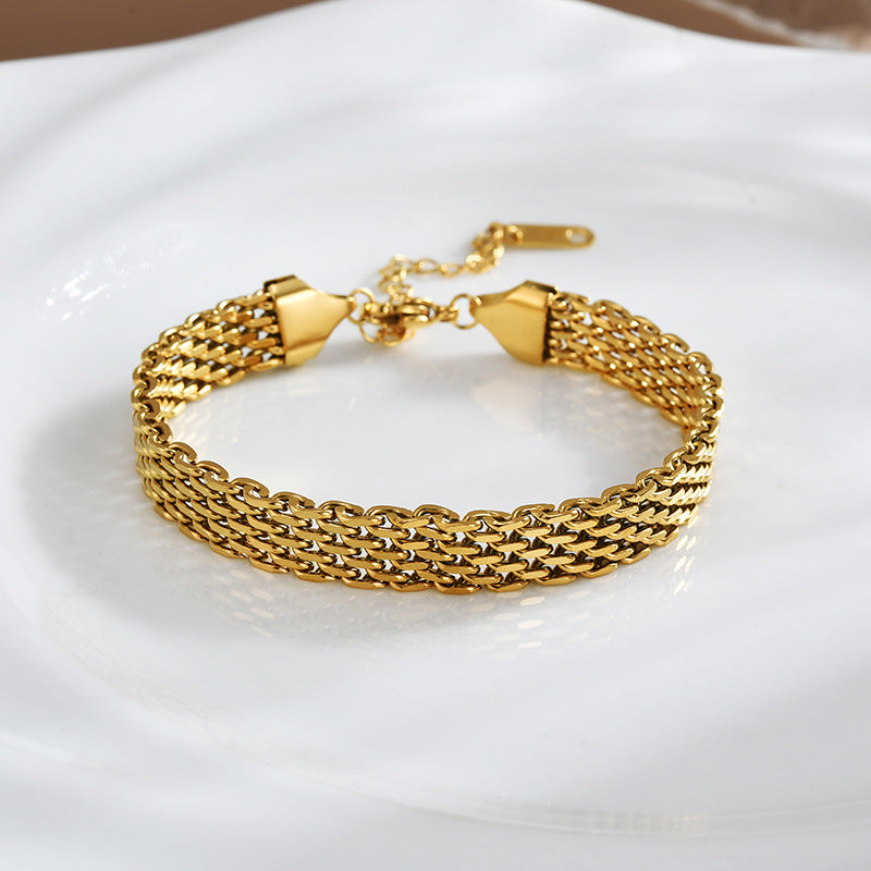 Women's Chain Bracelet Business Casual Golden Silver Metal Bracelet Jewelry